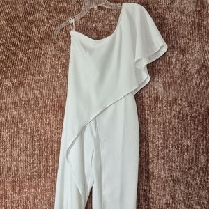 Venus white one sleeve flowy jumpsuit